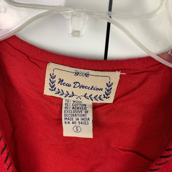 Vintage Wool Blend Vest SMALL Red White Reindeer Holiday Ugly Christmas - Picture 3 of 6